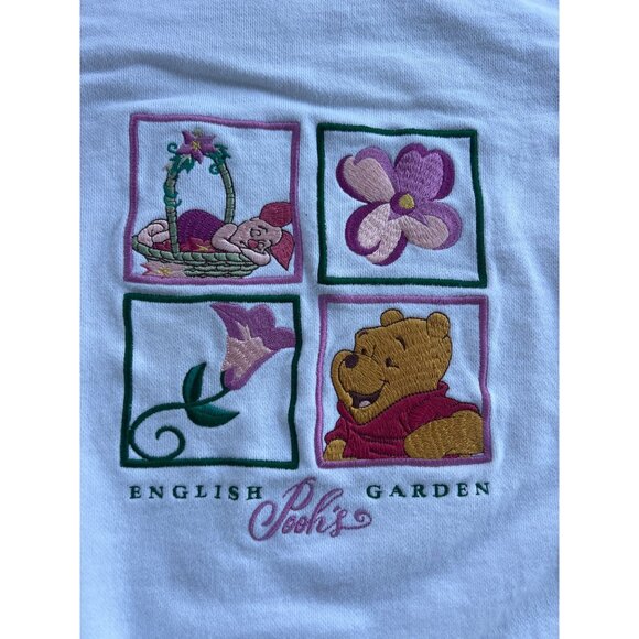 Vintage Disney Poohs Garden White Sweatshirt Large Embroidered Graphic C4 - Picture 2 of 6